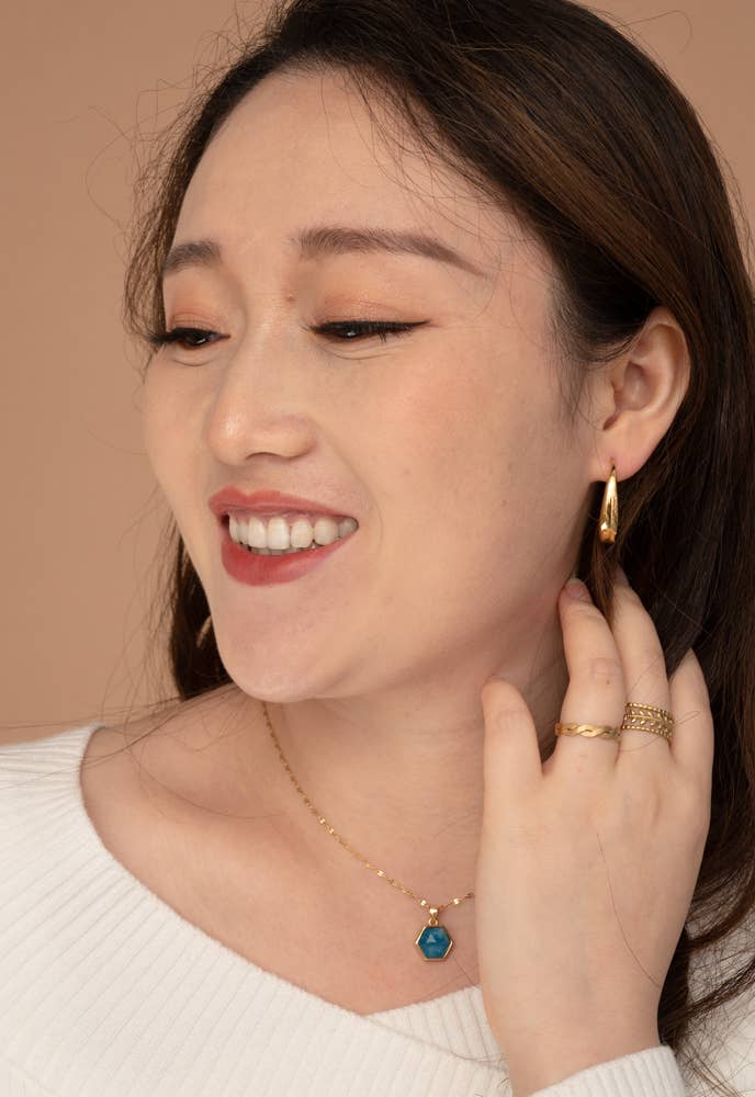 Gold Crescent Moon Drop Earrings