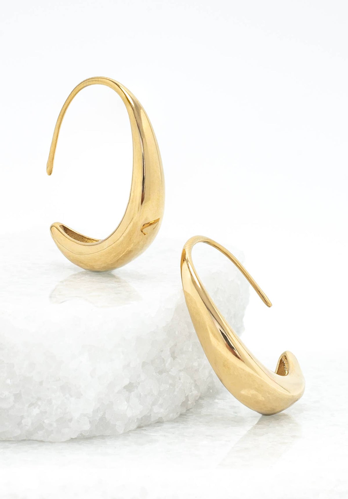 Gold Crescent Moon Drop Earrings