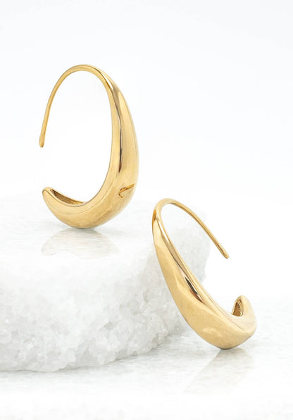 Gold Crescent Moon Drop Earrings