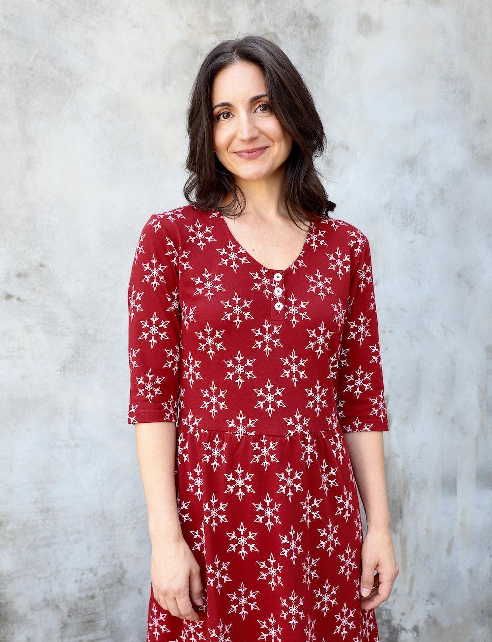 Crimson Flurry Organic Holiday Dress