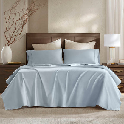 5 Pieces Split King Sateen Sheet Set,Blue
