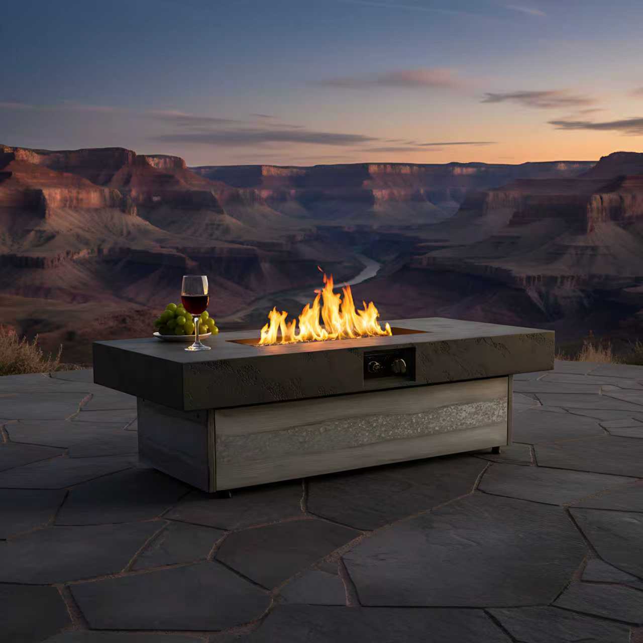 Outdoor Firepit Table, 48 x 24 Inch Rectangle Fire Pit Table, 50000 BTU Propane Fire Pits Table for Patio Set, two height options