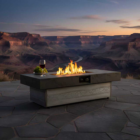 Outdoor Firepit Table, 48 x 24 Inch Rectangle Fire Pit Table, 50000 BTU Propane Fire Pits Table for Patio Set, two height options