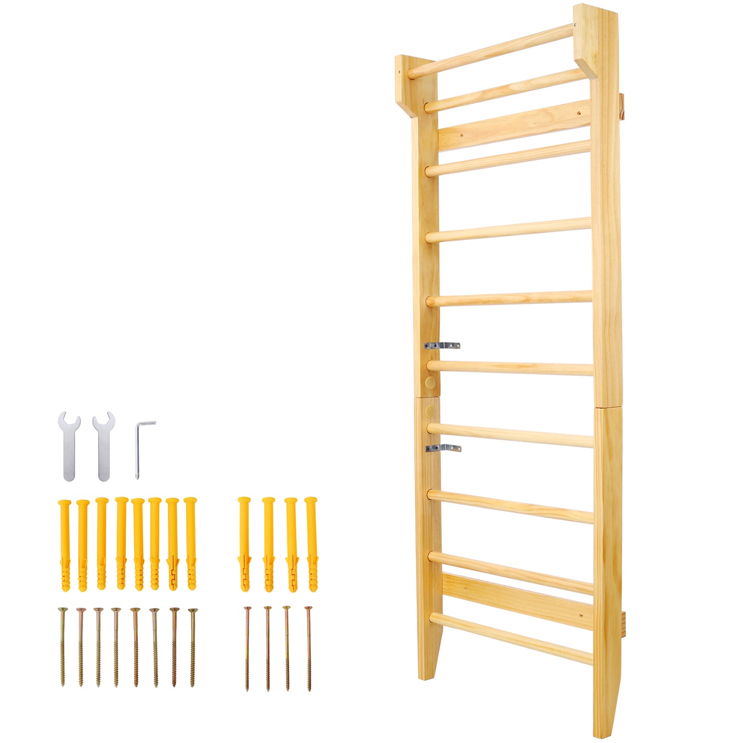 Gymnastics Wood Stall Bar Multi-use Swedish Ladder for Home Gym and Physical Therapy, Natural Wood