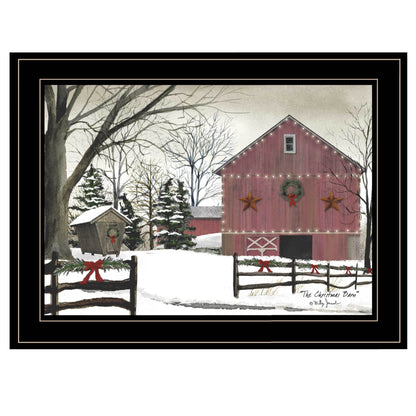 'Christmas Barn' by Billy Jacobs Ready to Hang Framed Print, Black Frame