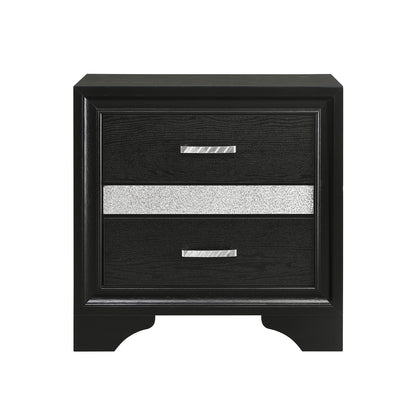 2 Drawers MDF Nightstand with 1 Jewelry Drawer, Black