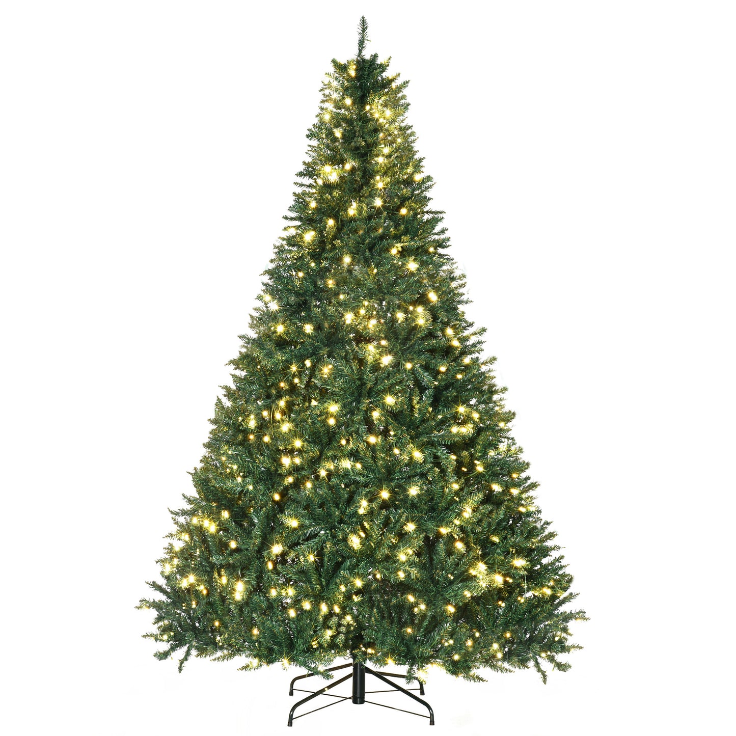 HOMCOM 7ft Pre-Lit Full Douglas Fir Artificial Christmas Tree with Realistic Branches, 700 Warm White LED Lights and 2154 Tips