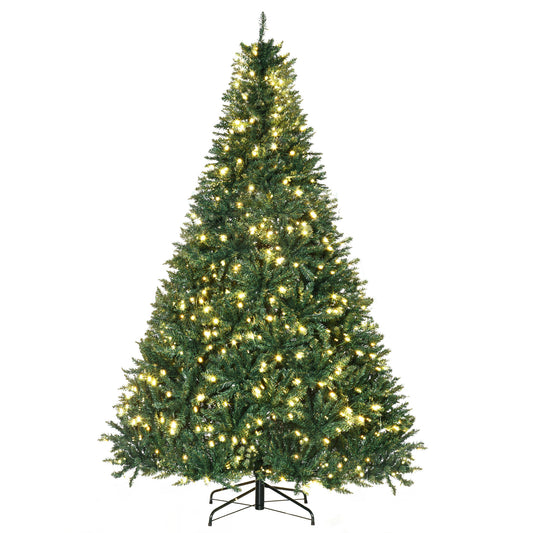 HOMCOM 7ft Pre-Lit Full Douglas Fir Artificial Christmas Tree with Realistic Branches, 700 Warm White LED Lights and 2154 Tips