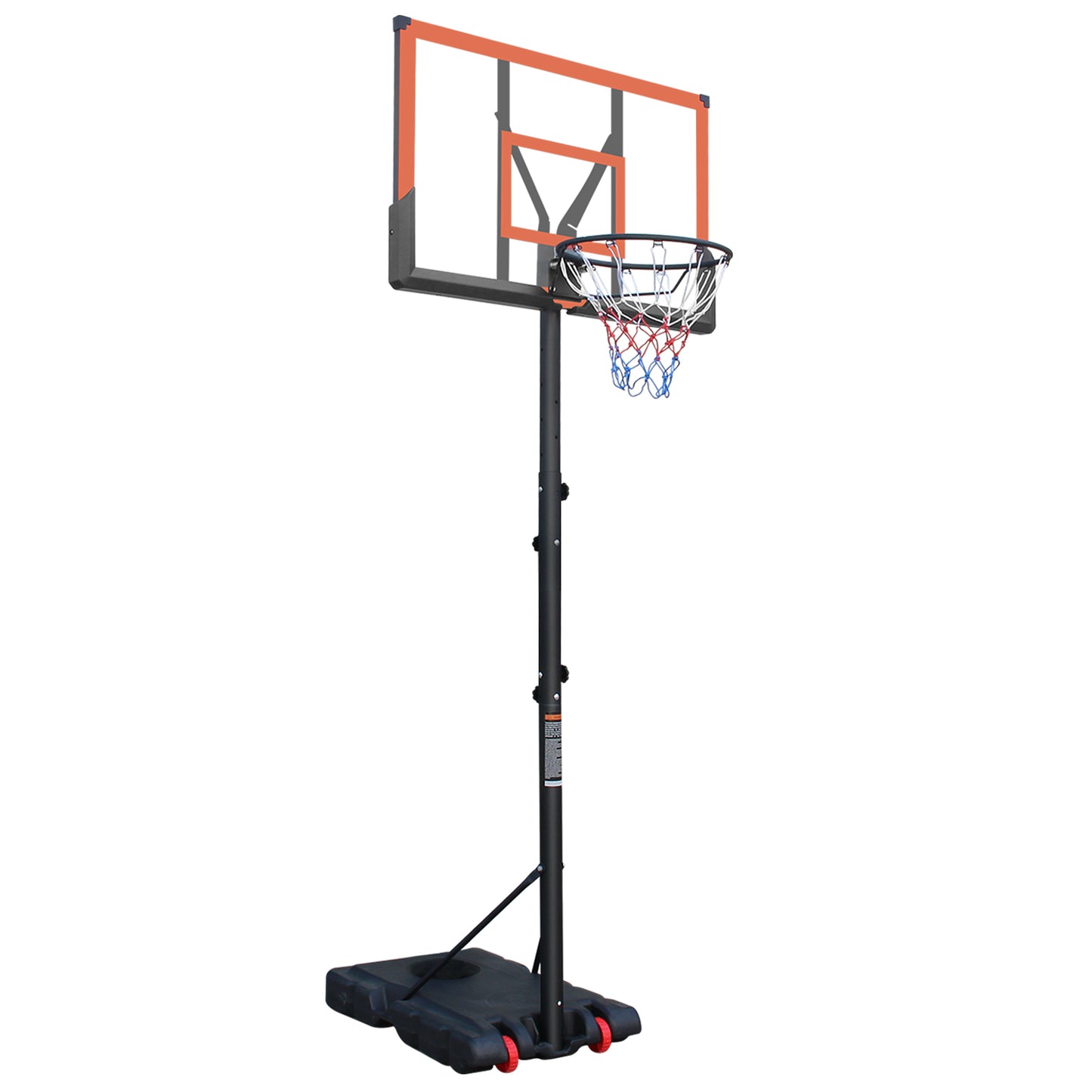 Basketball Hoop 5.73-10FT Height Adjustable Portable Basketball Goal for Indoor Outdoor Basketball Stand 44in Backboard with Wheels Orange