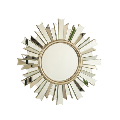 26'' HenGis Mirror, Wall-mounted Sunburst-shaped PU Art Decorative Mirror, Suitable for Bathroom, Bedroom, Living Room, Corridor, Entryway, etc.