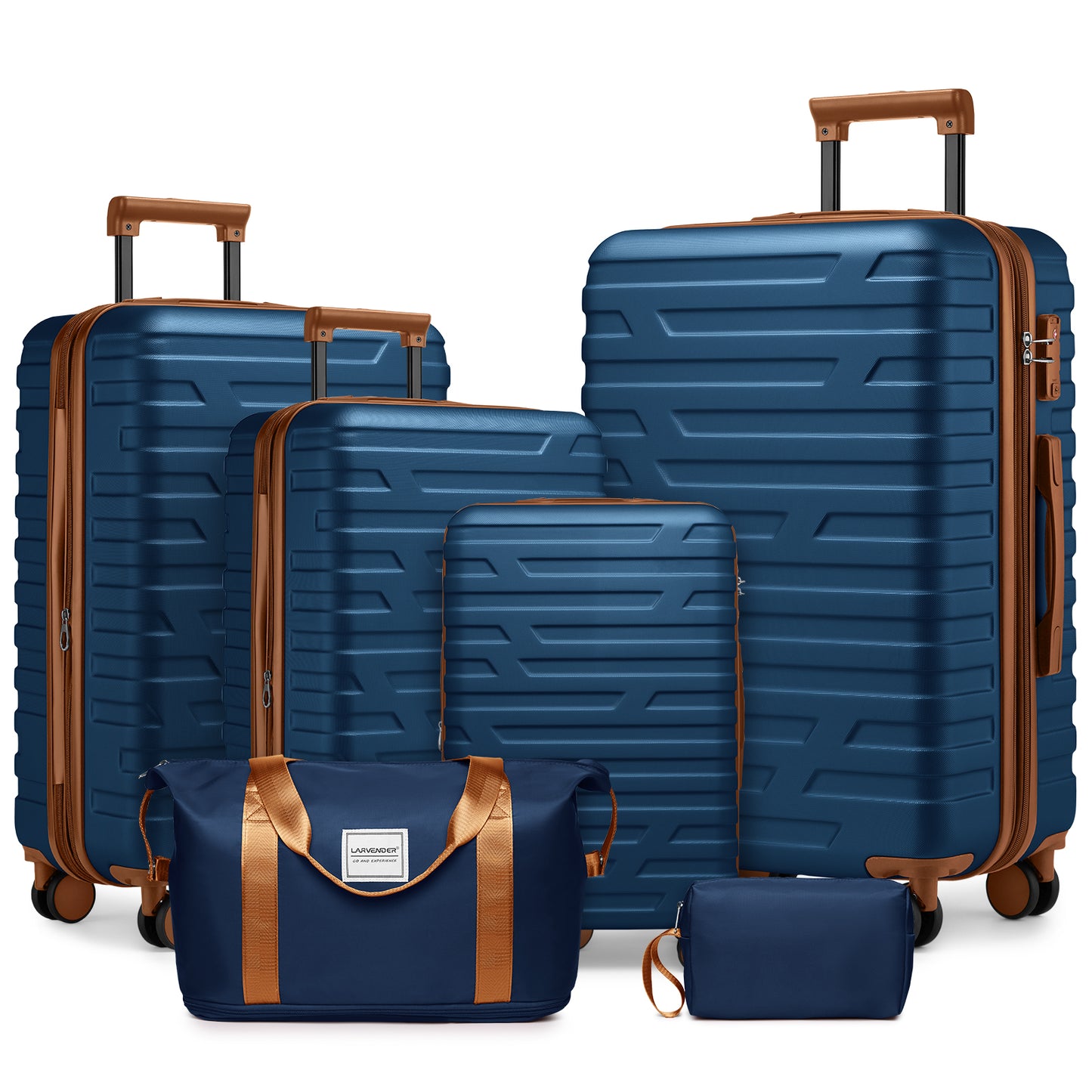 Luggage Sets 6 Pieces with Duffel Bags Hardside Expandable Suitcases with Spinner Wheels Navy Blue