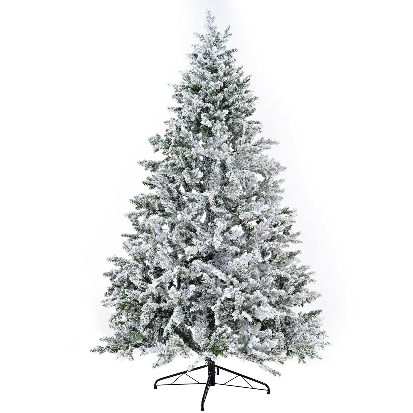 Premium 7FT Snow Flocked Hinged Artificial Christmas Tree with Fluffy Branches and White Snow Tips