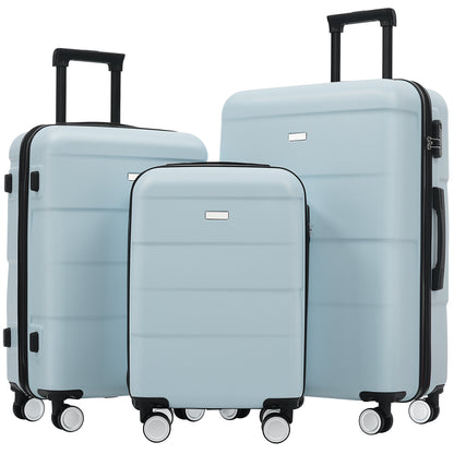 Hardshell Luggage Sets 3 Piece Double Spinner Wheels Suitcase with Handle Password Lock, Lightweight 20'+24'+28' Luggages