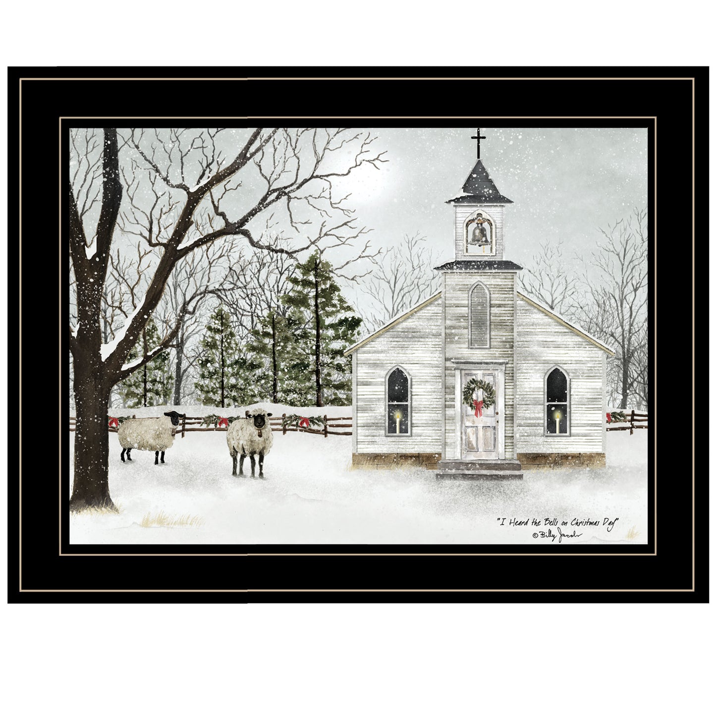 Trendy Decor 4U 'I Heard the Bells on Christmas' Framed Wall Art, Modern Home Decor Framed Print for Living Room, Bedroom & Farmhouse Wall Decoration by Billy Jacobs
