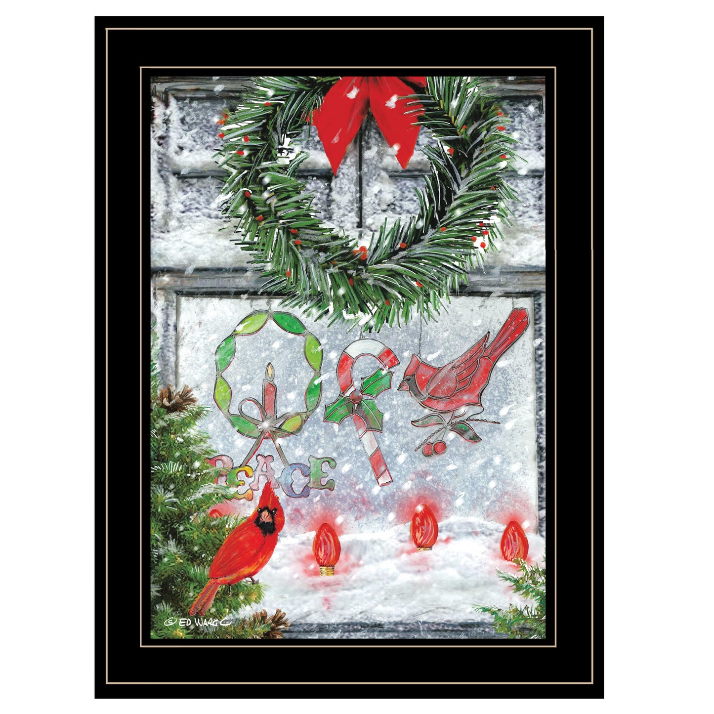 'Christmas Peace' by Ed Wargo Ready to Hang Framed Print, Black Frame