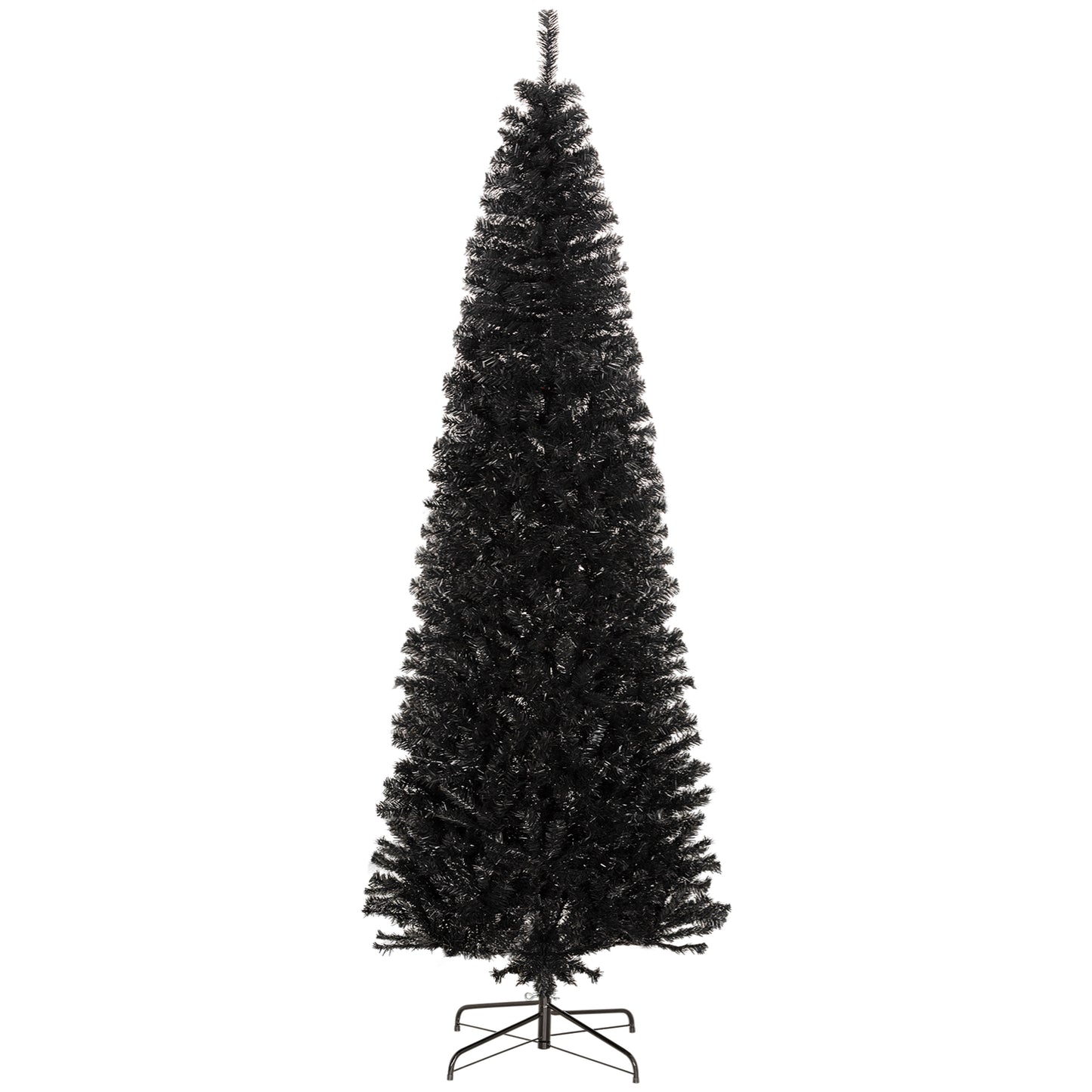HOMCOM 8ft Pencil Christmas Tree, Unlit Artificial Christmas Tree Slim Douglas Fir Xmas Tree with Realistic Branches, Halloween Tree with 1168 Tips, Black