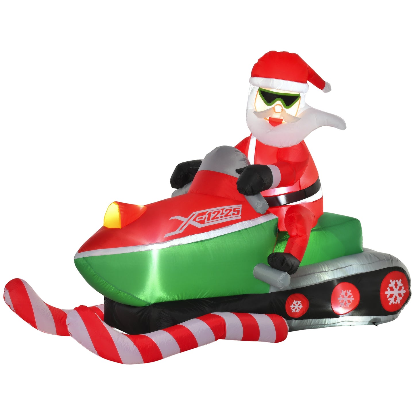 HOMCOM 7ft Christmas Inflatables Outdoor Decorations Santa Claus Driving a Snowmobile, Blow-Up Yard Christmas Decor with LED Lights Display