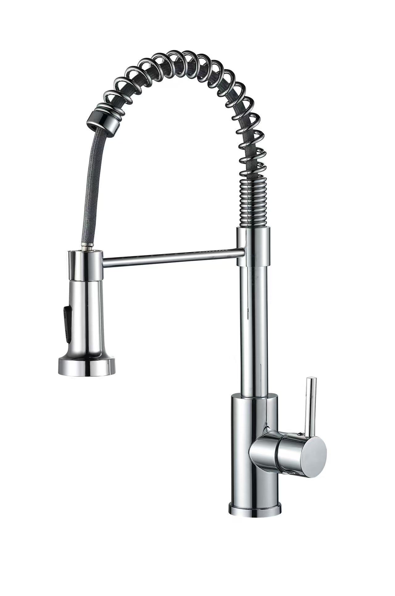 Kitchen Faucet with Pull Down Sprayer Industrial 1 Handle 1 Hole Or 3 Hole Faucet for Farmhouse Camper Laundry Utility Rv Wet Bar Sinks, Stainless Steel, Chrome