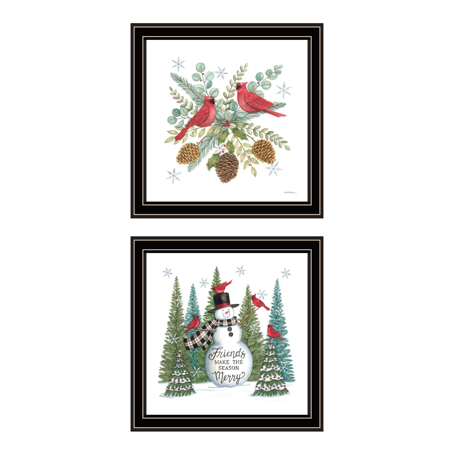 Trendy Decor 4U 2- Piece Vignette Friends Make the Season Merry Black Framed Wall Art for Living Room, Bedroom Wall Art Print for Home Decor by Deb Strain