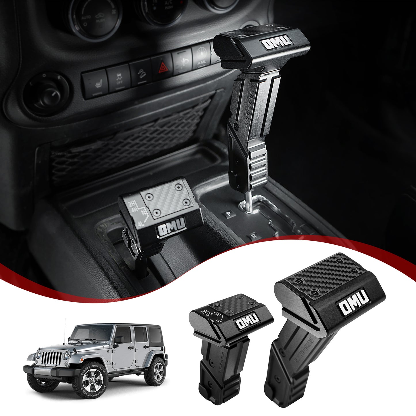 OMU Genesis Series Gear Lever Shift Knob For Jeep Wrangler 2011-2017 JK  (Not fit for manual transmission)