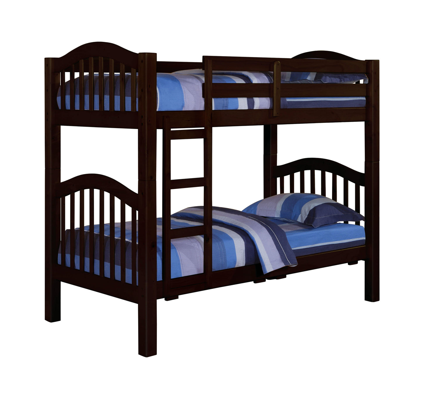 Espresso Twin Over Twin Bunk Bed with Built-in Ladder