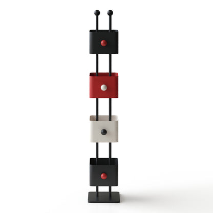 Box bookshelf (black&red)bedside shelf living room side table placement shelf home children's corner placement shelf simple colored bedroom iron magazine rack