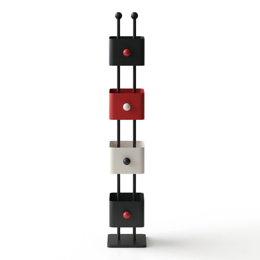 Box bookshelf (black&red)bedside shelf living room side table placement shelf home children's corner placement shelf simple colored bedroom iron magazine rack