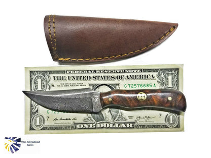 Damascus Steel Skinner Knife, Rosewood Grip by TITAN TD-178