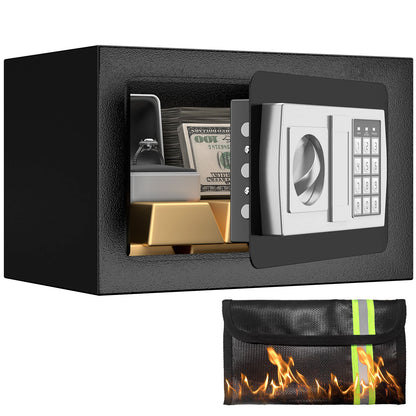 0.43 Cu Personal Safety Box, Small Fireproof Safes for Home with Fireproof Bag for Money Jewelry, Digital Security Safe box with lock for Home Office