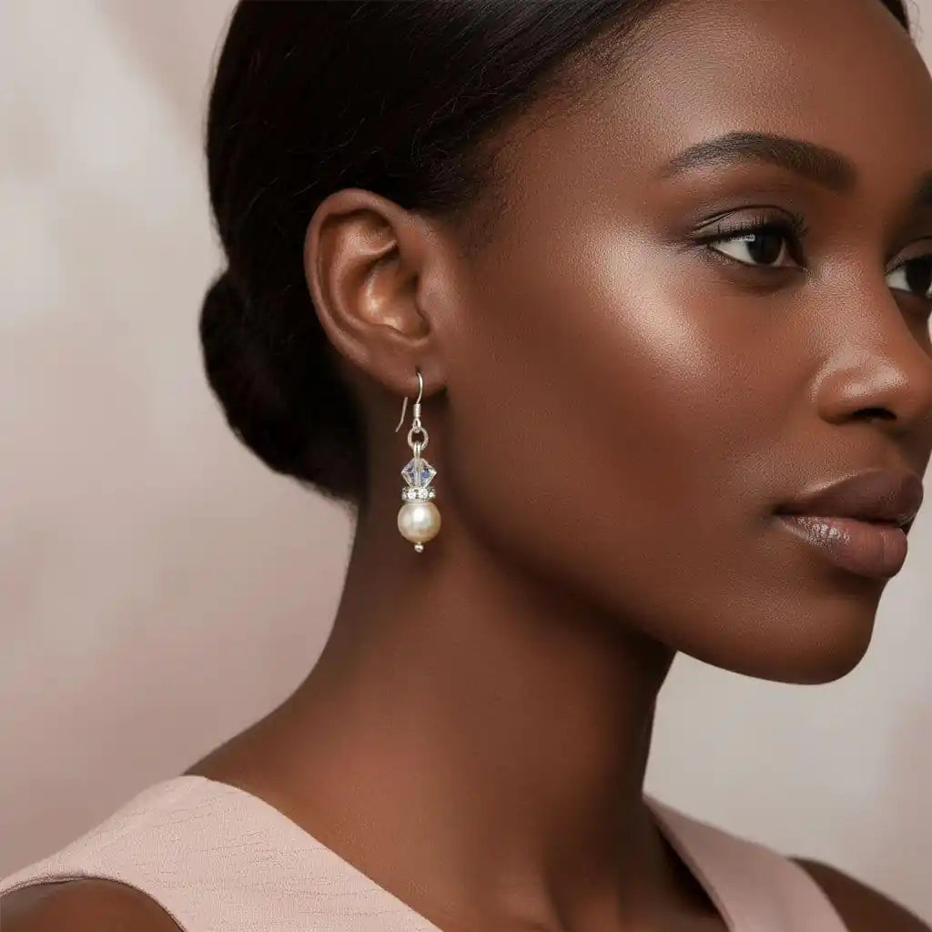 Various Color Swarovski Crystal Pearl Stack Earrings