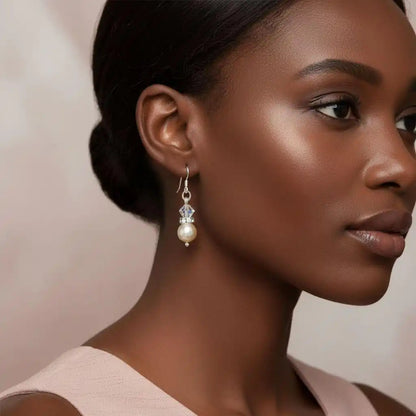 Various Color Swarovski Crystal Pearl Stack Earrings