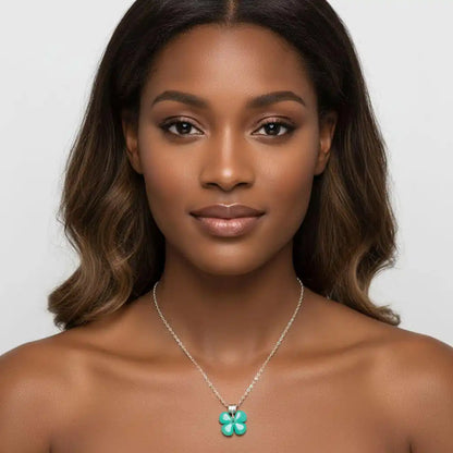 Mint Green Beaded Clover Necklace