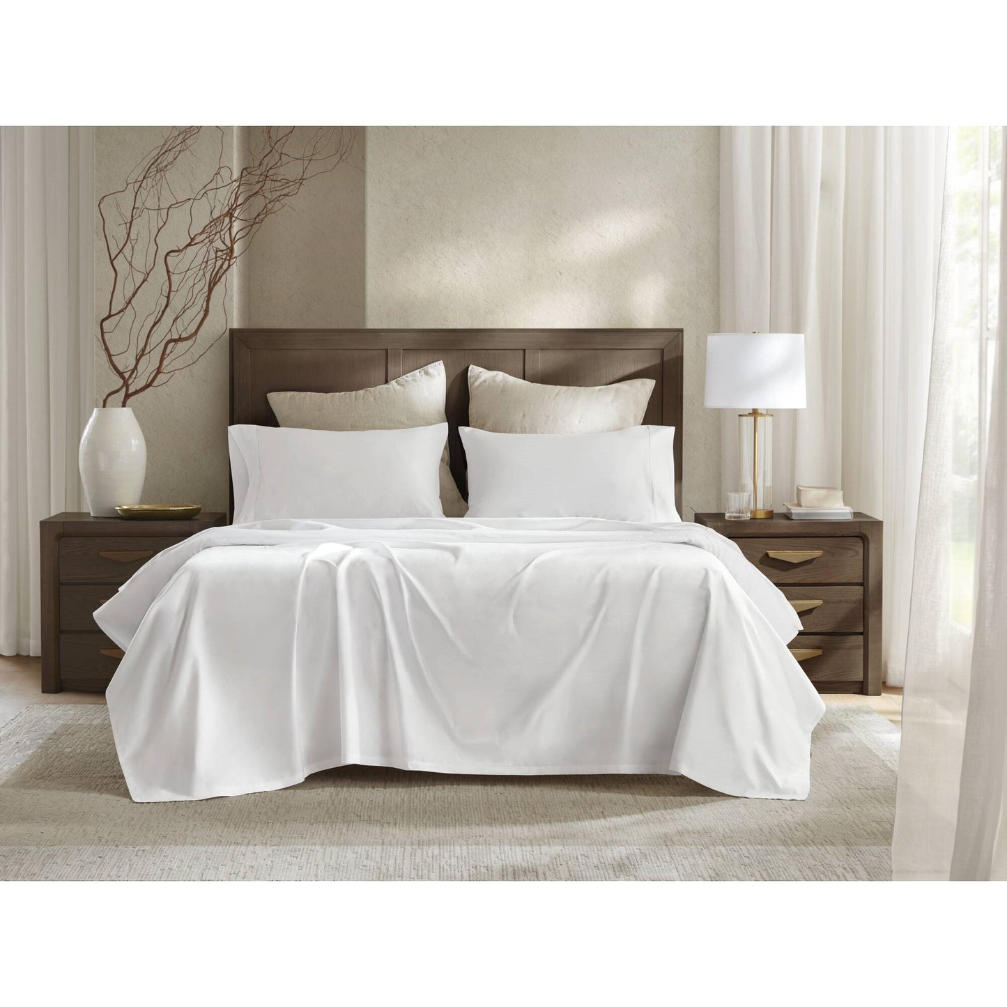 5 Pieces Split King Sateen Sheet Set,White