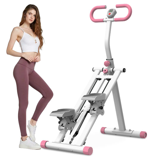 Stair Stepper with Resistance Home-Upgrade Vertical Climber Workout Machine for Full-Body Exercise Climber Fitness Equipment with Stable Frame Adjustable Handlebar-Pink