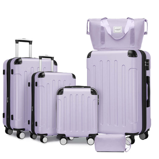 Luggage Sets 6 Piece with Duffel Bags, Hardside Expandable Suitcases with Spinner Wheels TSA Lock, Lavender