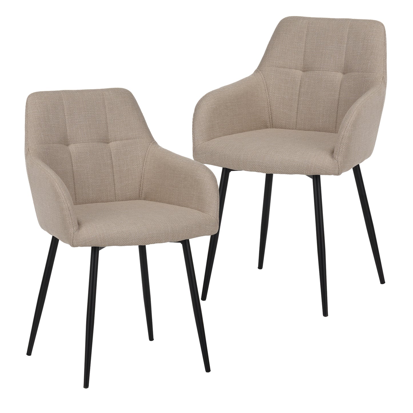 Beige dining chair 2-piece set, modern padded kitchen chairs with backrest and wide seat, suitable for small spaces, comfortable upholstered chairs for living room, dining room, and bedroom.