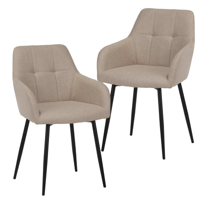 Beige dining chair 2-piece set, modern padded kitchen chairs with backrest and wide seat, suitable for small spaces, comfortable upholstered chairs for living room, dining room, and bedroom.