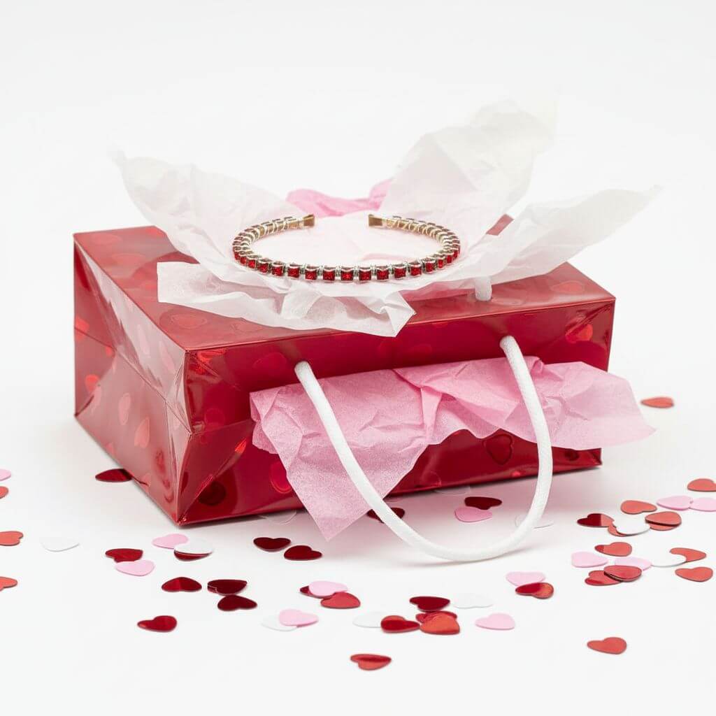 Wire Wrapped Red Crystal Tennis Bracelet Bangle
