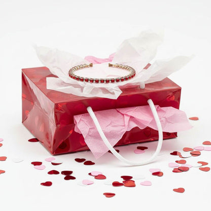 Wire Wrapped Red Crystal Tennis Bracelet Bangle