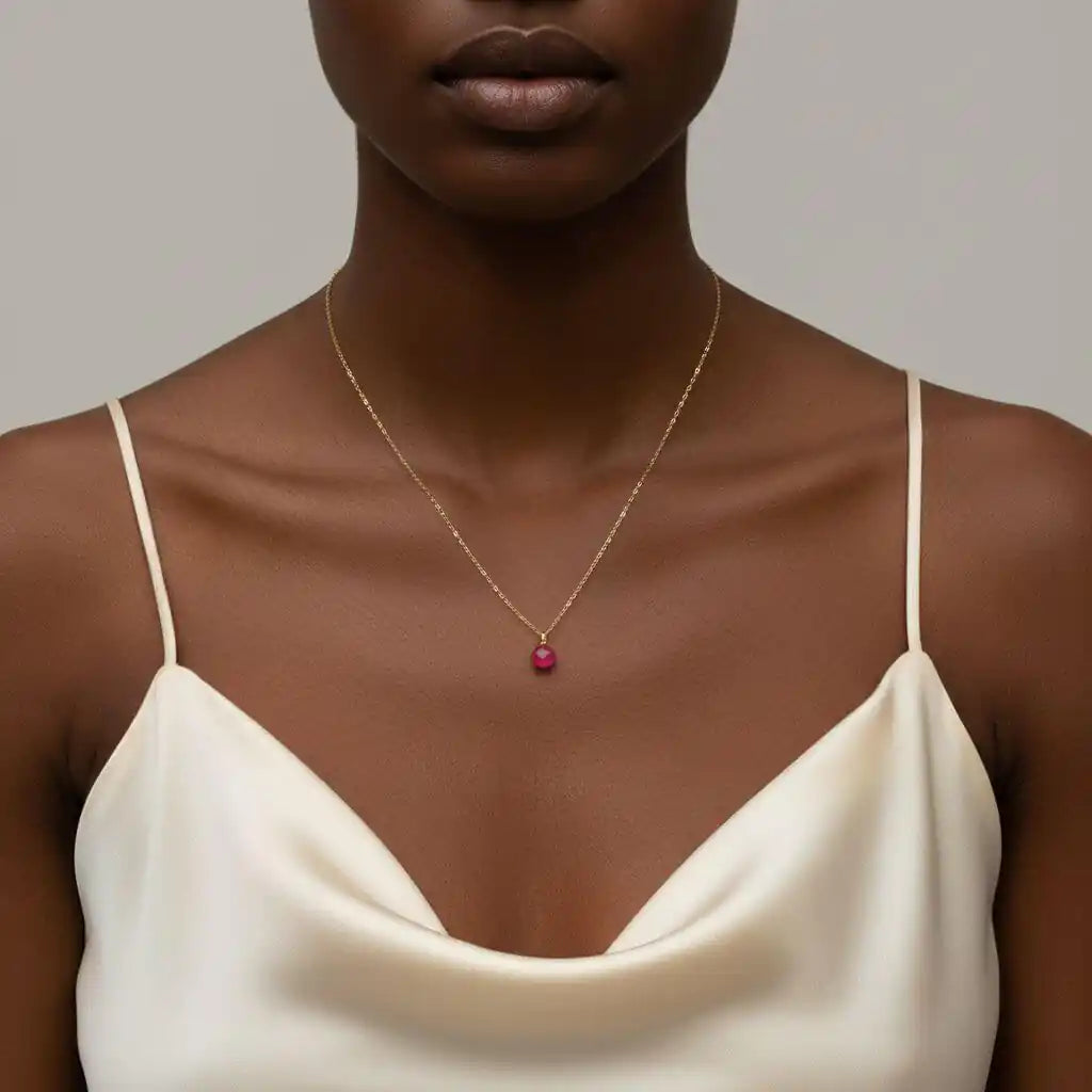 Tiny Hot Pink Chalcedony Gold Filled Necklace