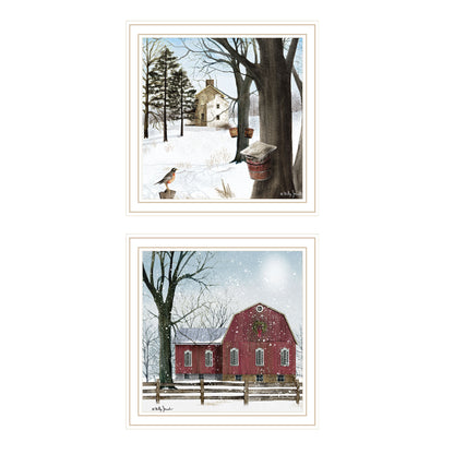 Trendy Decor 4U 2- Piece Vignette A Little Snow, Waiting for Spring White Framed Wall Art for Living Room, Bedroom Wall Art Print for Home Decor by Billy Jacobs