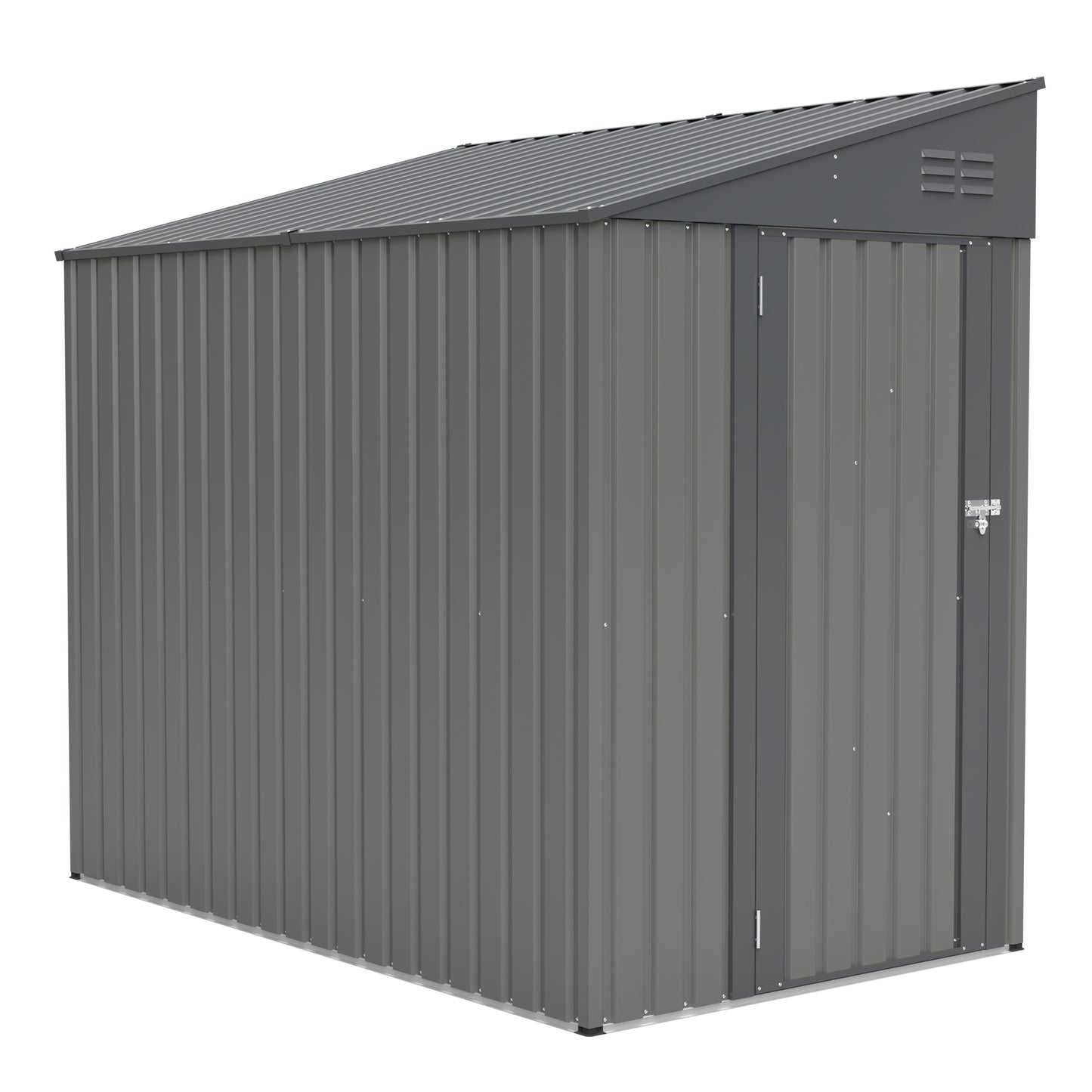 4x7 Foot Lean-To Shed in Olive grey, Heavy-Duty Steel Outdoor Storage for Garden Tools & Bicycles, Maximize Your Backyard & Patio Space with All-Weather Protection