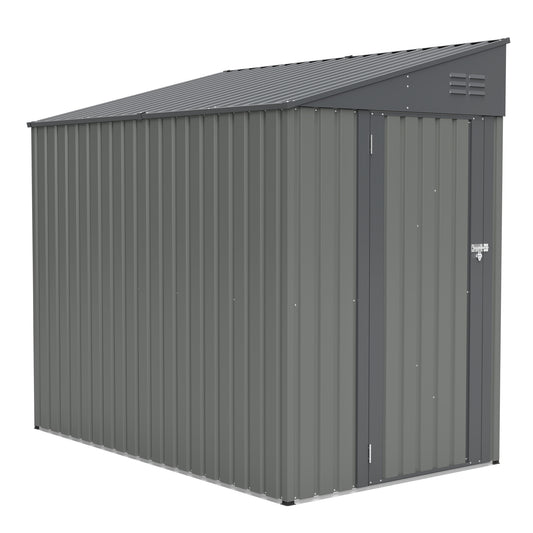 4x7 Foot Lean-To Shed in Olive grey, Heavy-Duty Steel Outdoor Storage for Garden Tools & Bicycles, Maximize Your Backyard & Patio Space with All-Weather Protection