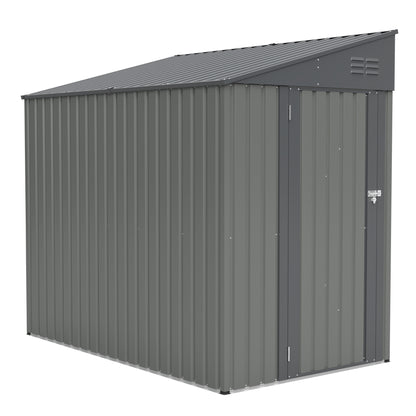 4x7 Foot Lean-To Shed in Olive grey, Heavy-Duty Steel Outdoor Storage for Garden Tools & Bicycles, Maximize Your Backyard & Patio Space with All-Weather Protection