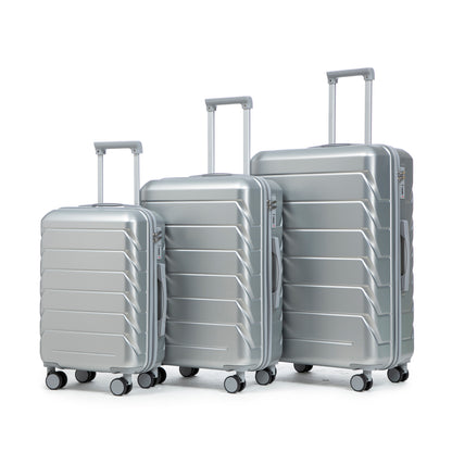 20'/24'/28' 3 pcs/set in ABS Spinner Wheel Luggage, Matching Color , With Combination Lock (Silver)