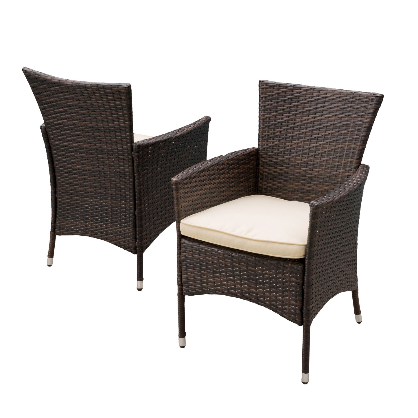Clementine Outdoor Multibrown PE Wicker Dining Chairs Set with Water Resistant Cushions