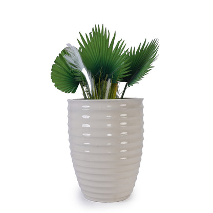 Ceramic Flowerpot, Modern Planter for Patio, Garden, Windowsill - Milk White