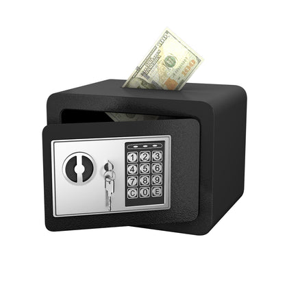 Secure Safe With Key And Password Money Home Safe, 0.23 Cubic Feet Small Safe, Mini Storage Cabinet, Suitable For Home Use, Can Store Money, Documents, And Valuable Items
