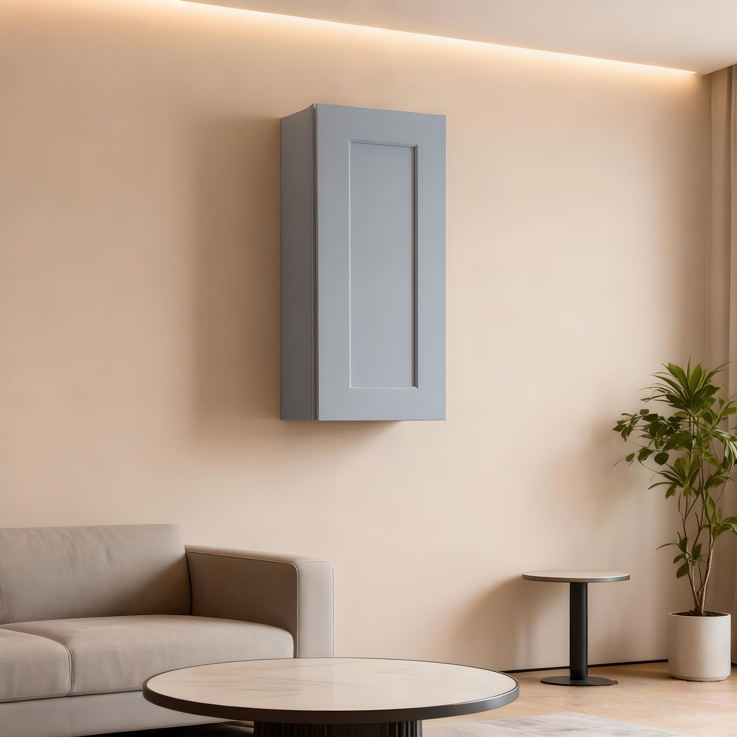 Dark Gray Solid Wood Single Door Wall Cabinet 1 Door and 2 Shelves for Kitchen Storage, Bathroom Storage, Laundry,Adjustable Shelves Ready to Assemble(12'W×12'D×30'H)