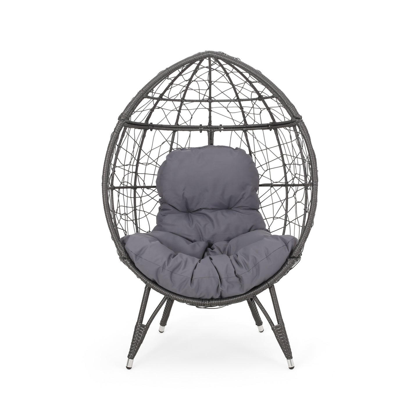 Cosmos Round Hammered Iron Teardrop Chair, Grey
